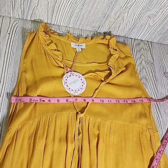 UMGEE Yellow Sleeveless Tierred Mini Dress Womens Size Small NEW - Picture 8 of 9